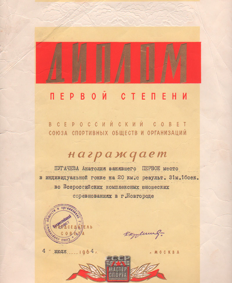 Диплом со всероссийских соревнований